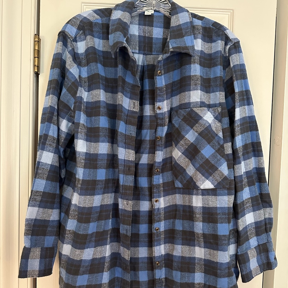 Aerie blue, white, and black checkered button down